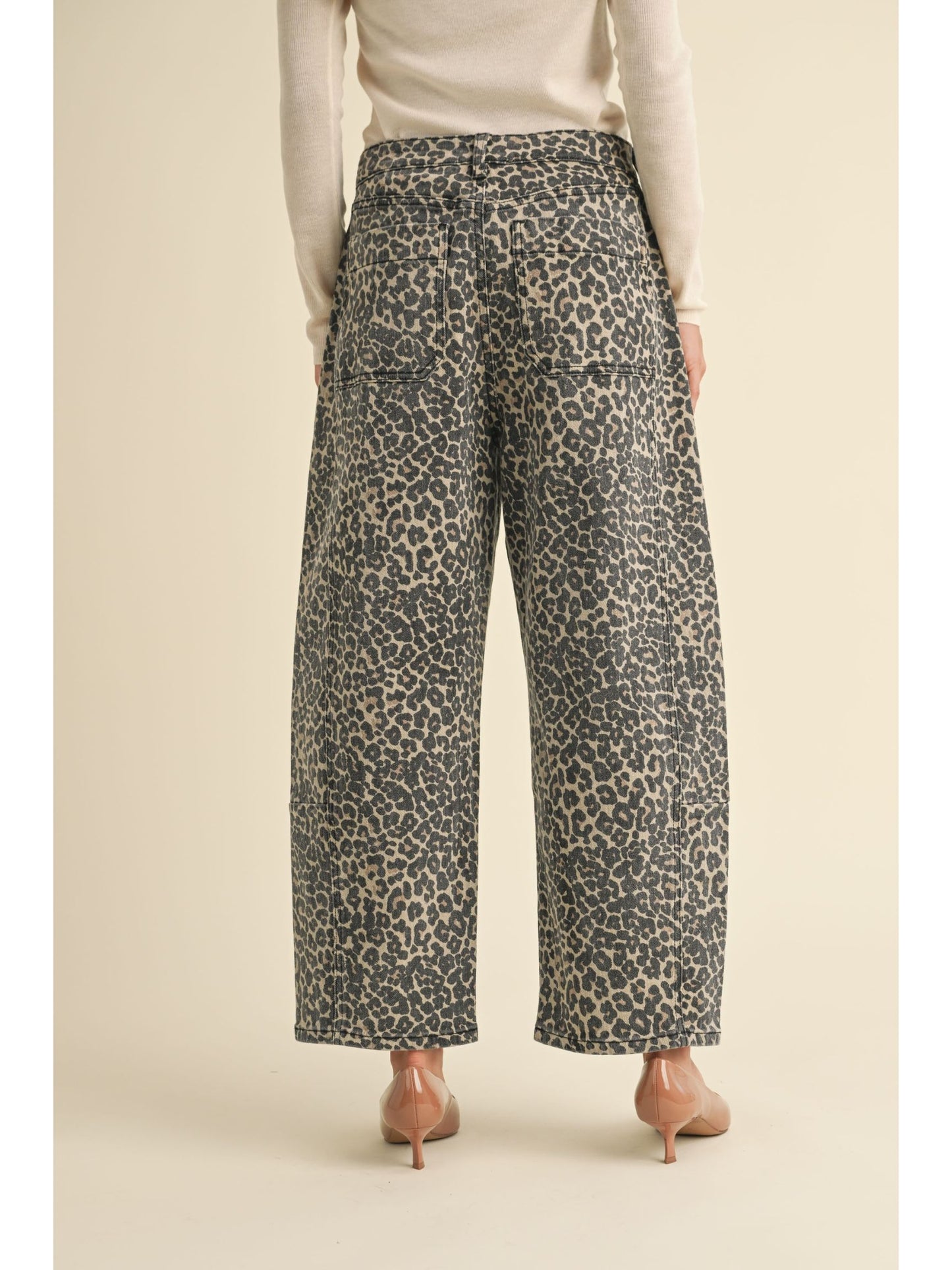 Leopard Print Barrel Pants