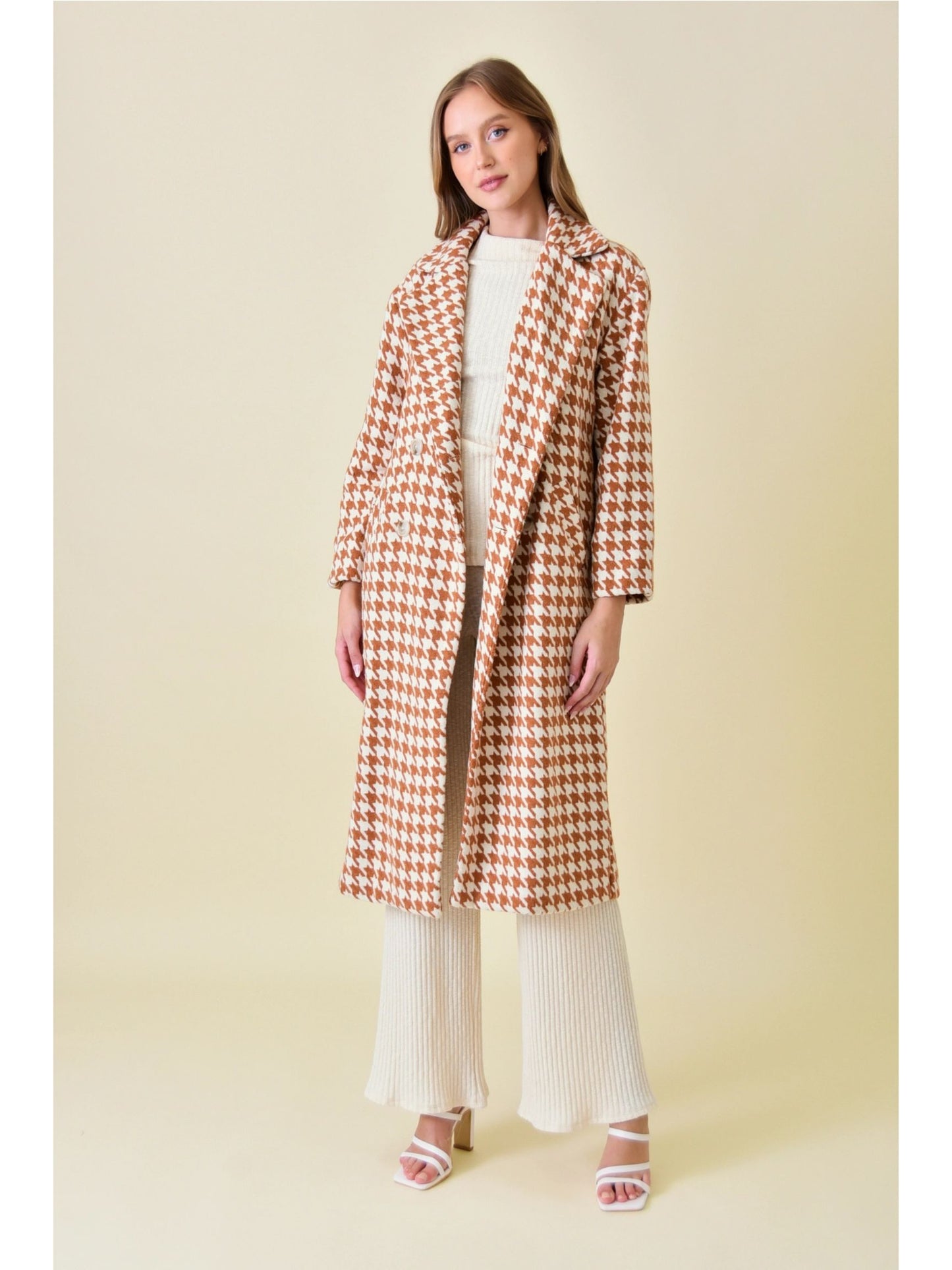 Houndstooth Oversized Jacket - Rust/Ivory