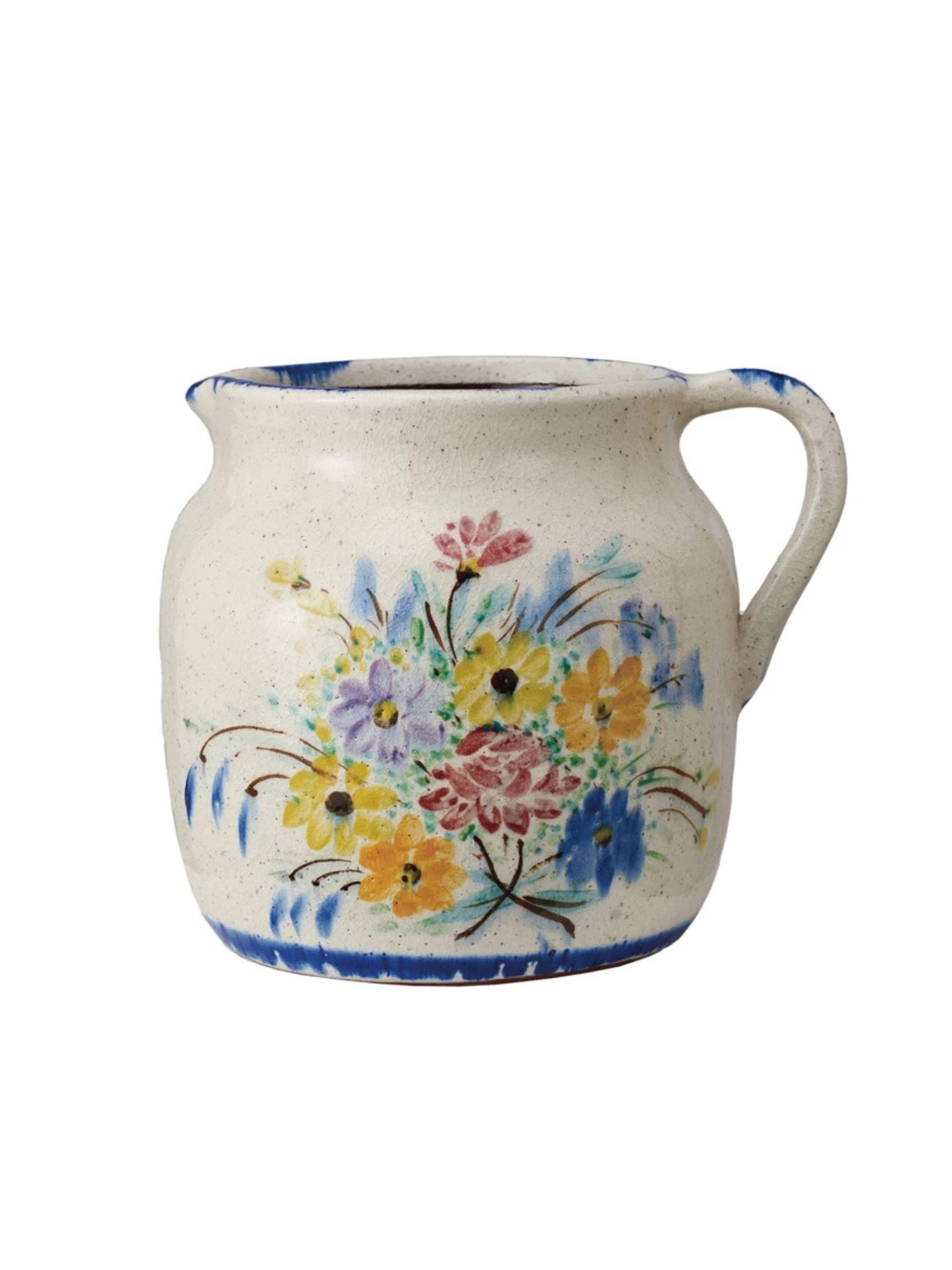 Decorative Terracotta Pitcher w/ Flowers