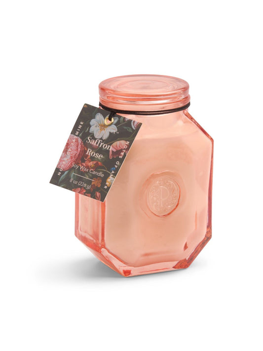 Botanica 8 Oz Transparent Pink Glass With Lid - Saffron Rose