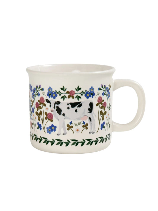 Milk Cows Folk Floral Mug