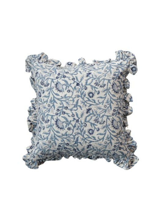 Blue Meadow Ruffled Pillow