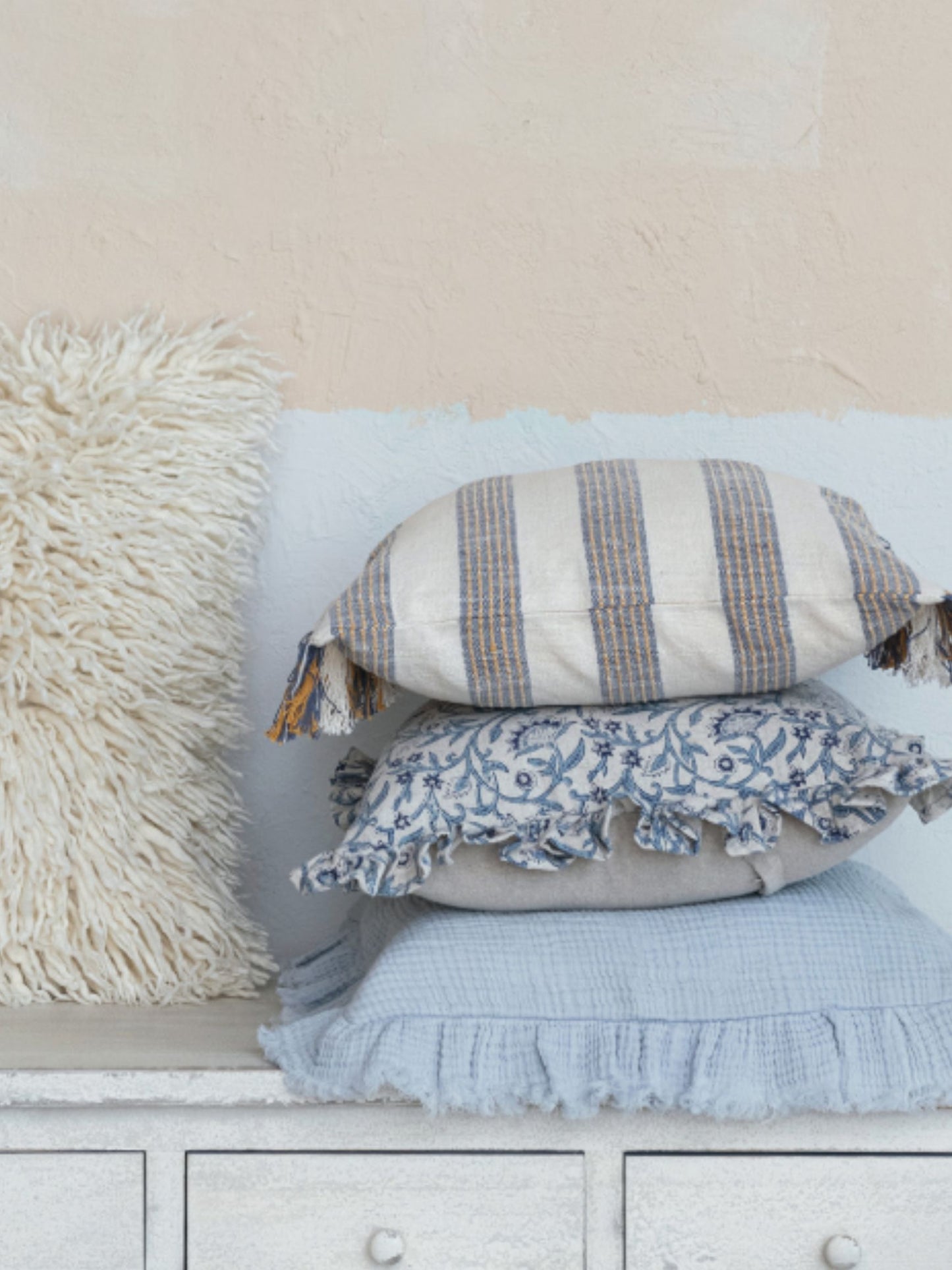 Blue Meadow Ruffled Pillow