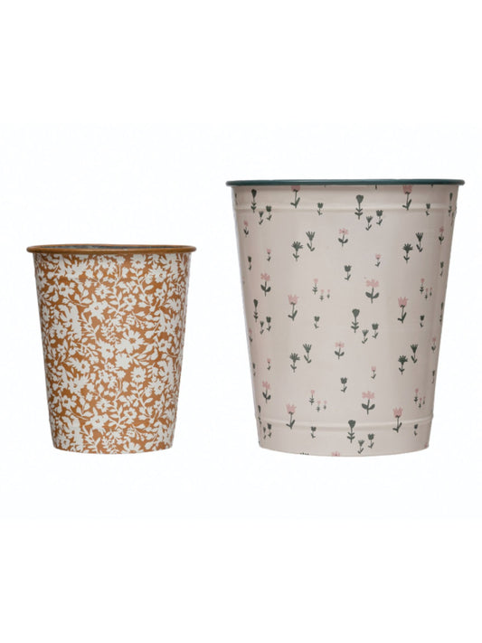 Metal Bucket with Floral Prints (pick up only)