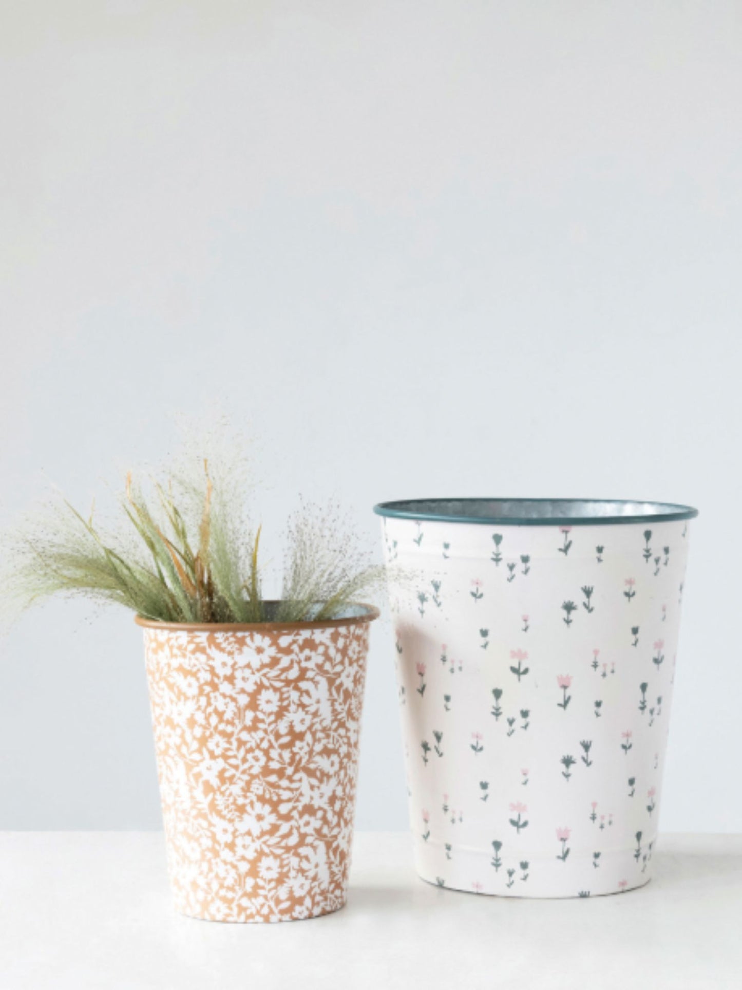 Metal Bucket with Floral Prints (pick up only)