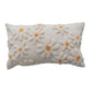 Cotton Slub Lumbar Pillow with Tufted Flowers