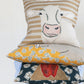 Square Cotton & Linen Pillow with Cow Image & Embroidery