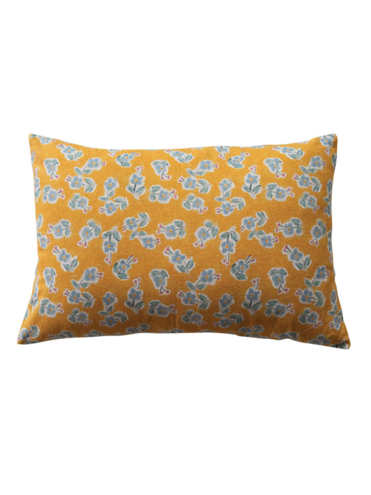 Cotton & Linen Printed Pillow with Embroidery