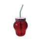 16 oz. Strawberry Shaped Glass with Lid & Glass Straw