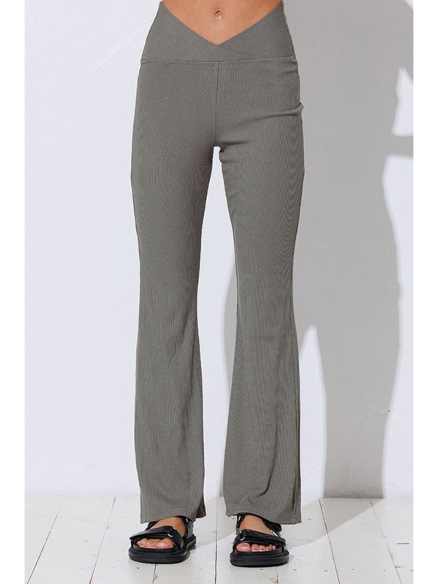 Ribbed Crossover Design Pants