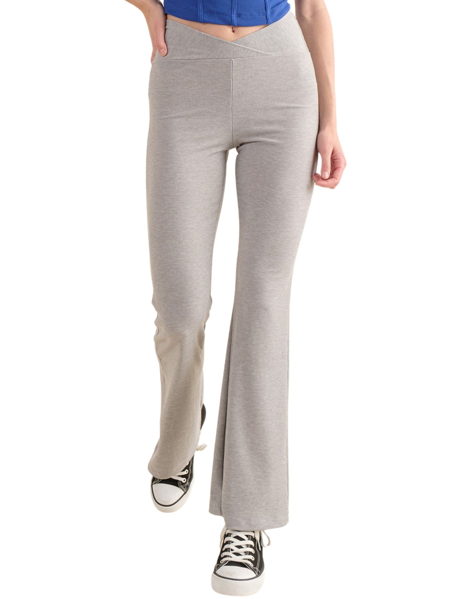 Ribbed Crossover Design Pants