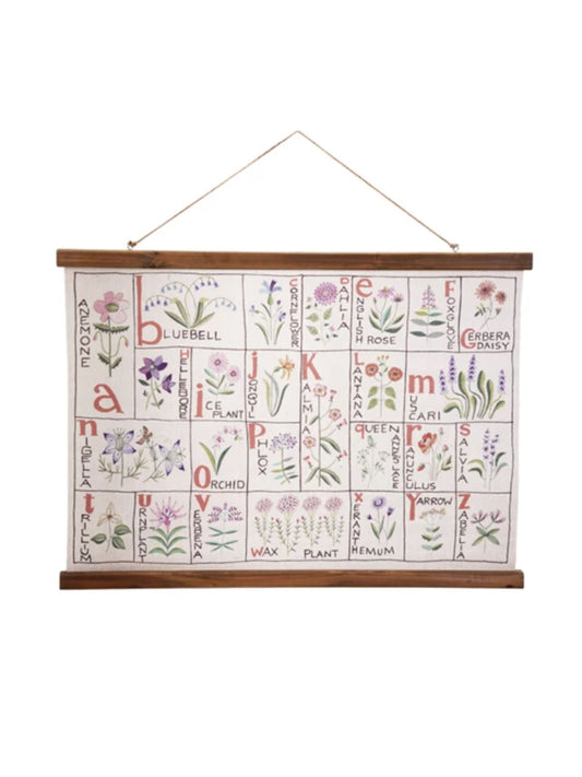 Canvas & Wood Scroll Wall Décor with ABCs of Flowers - Pick Up Only