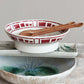 Vintage Reproduction Hand-Painted Stoneware Footed Bowl w/ Pattern