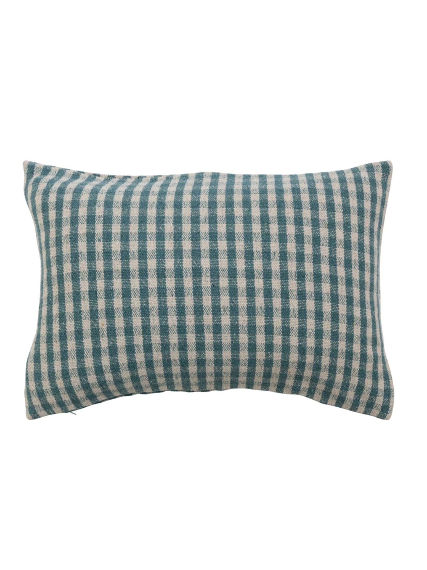 Gingham Woven Cotton Lumbar Pillow