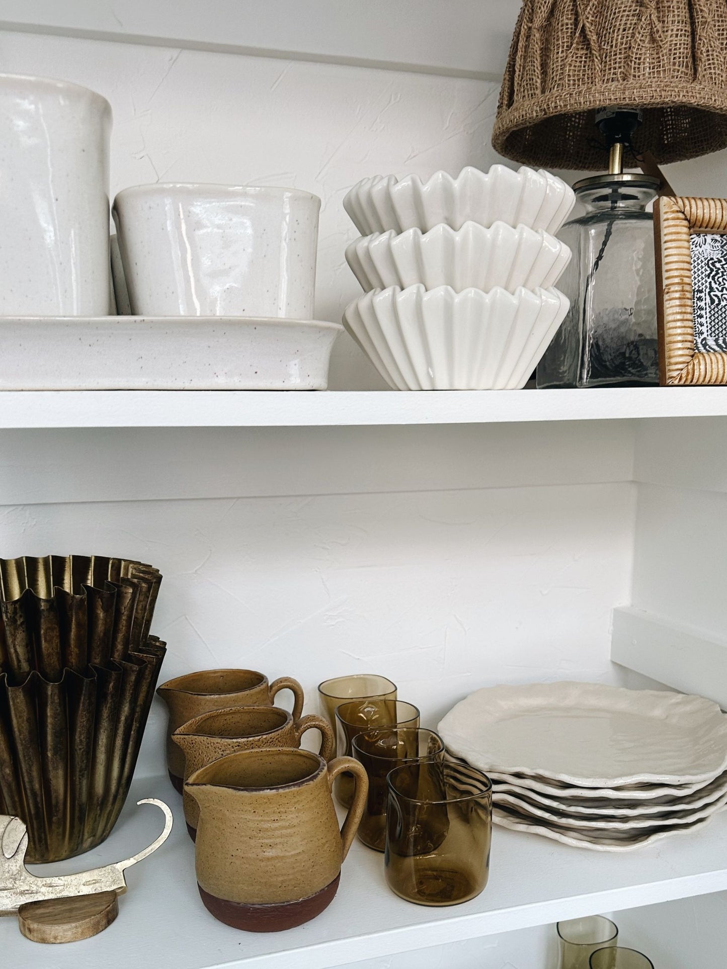 White Stoneware Fluted Bowl