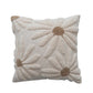 18" Square Cotton Slub Pillow with Tufted Flowers