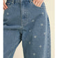 Heart Printed Denim Pants