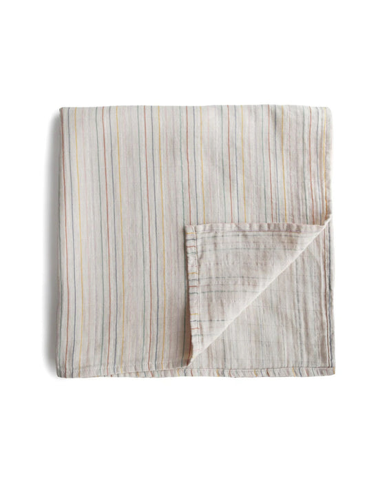 Organic Cotton Muslin Swaddle Blanket - Retro Stripes