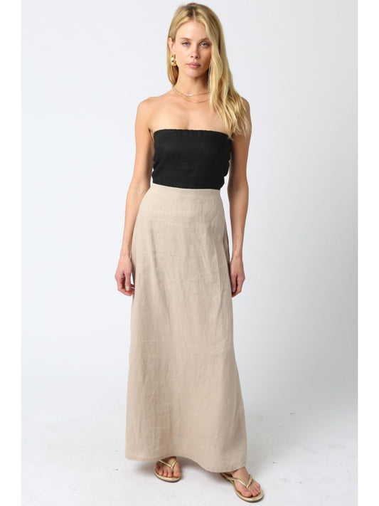 May Linen Dress - Black & Taupe