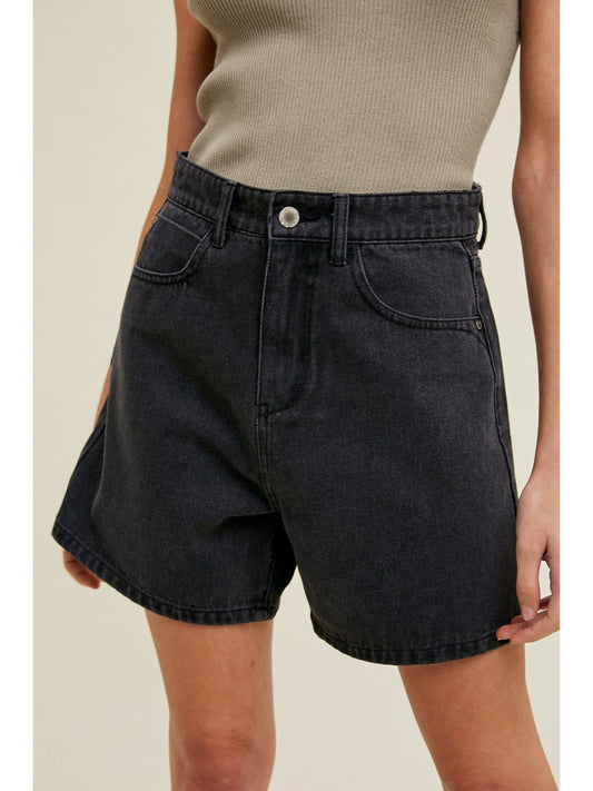 Classic Denim Mom Shorts - Charcoal