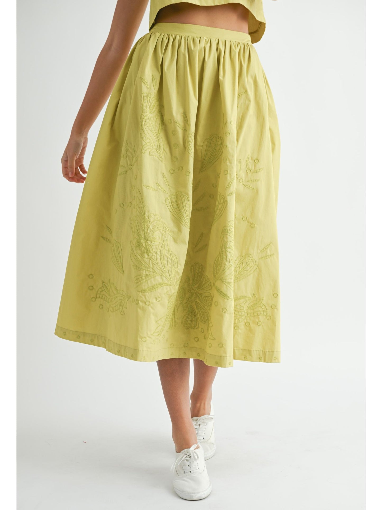 Lime Embroidered Skirt