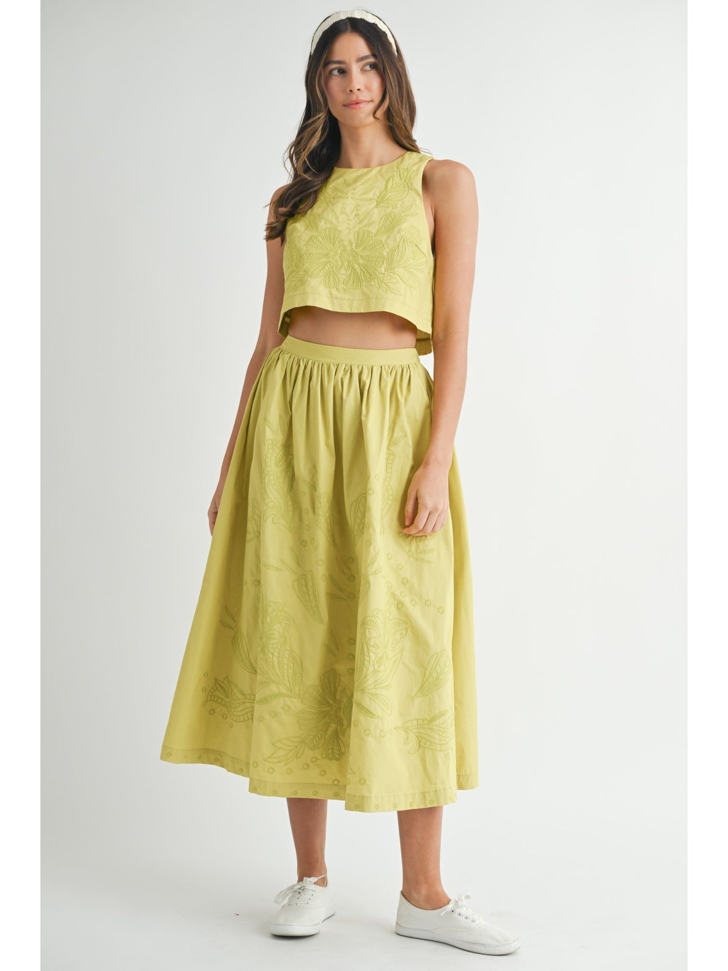 Lime Embroidered Skirt