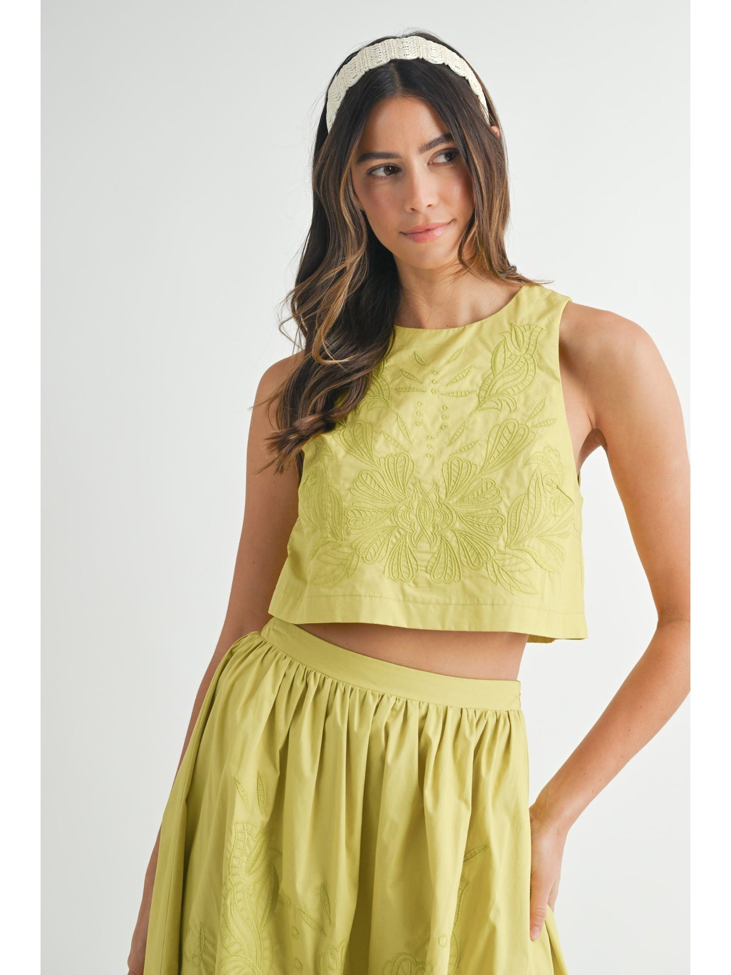 Lime Embroidered Top