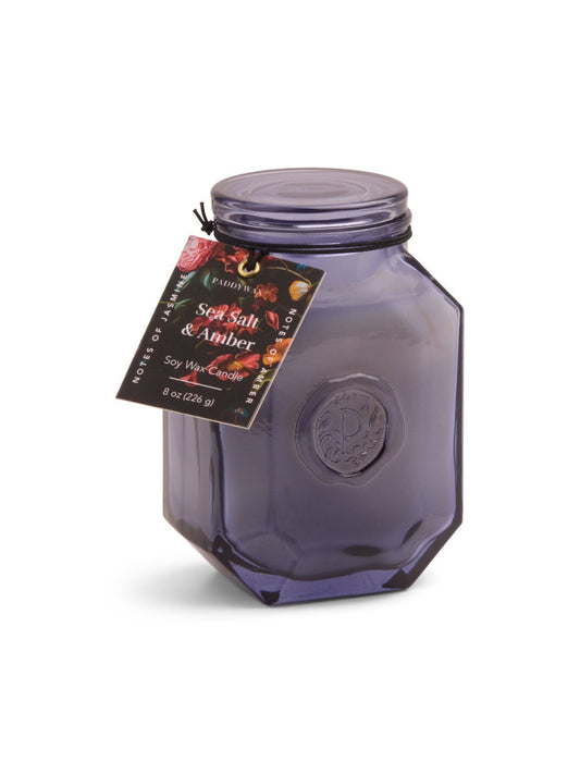 Botanica 8 Oz Transparent Blue Glass With Lid - Sea Salt & Amber