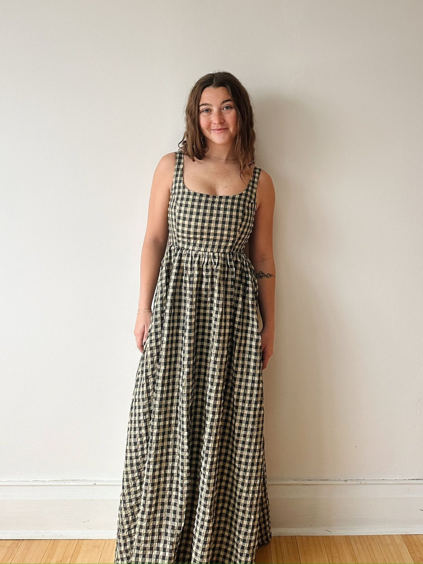 Checker Print Maxi Dress