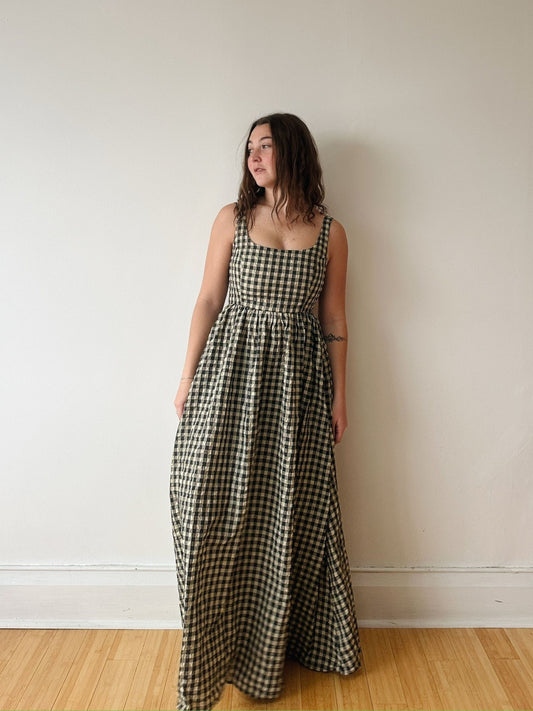 Checker Print Maxi Dress