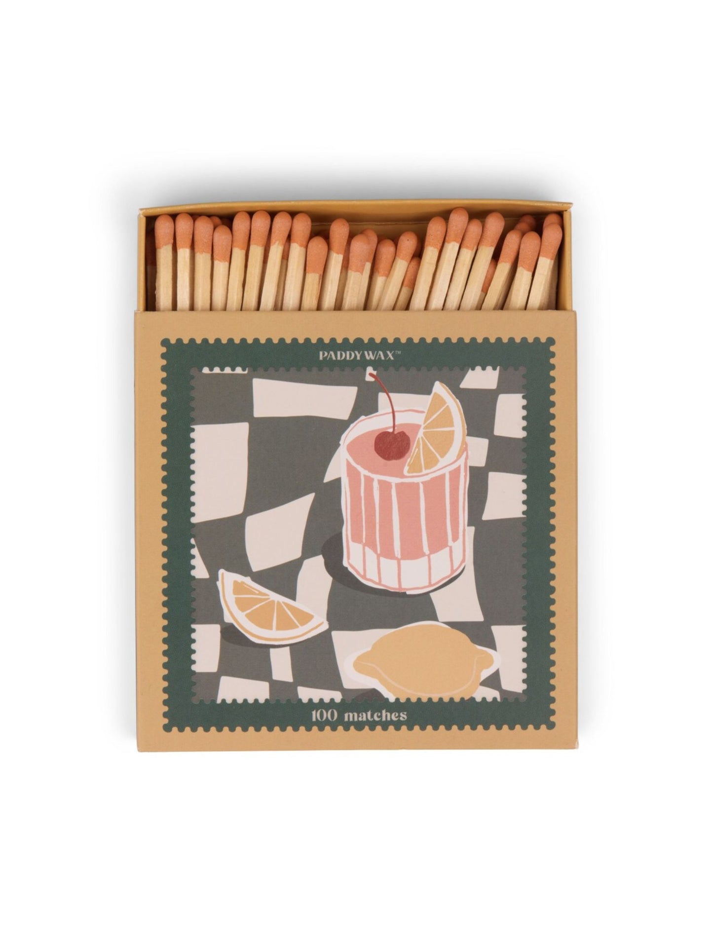 Cabana Boxed Matches With Orange Tips - "Cocktail" Set Of 100 Matches