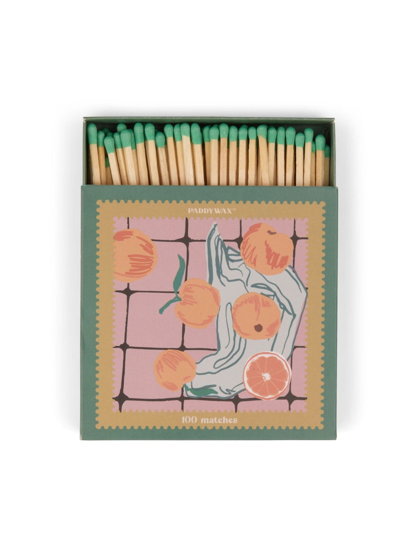 Cabana Boxed Matches With Green Tips - "Oranges" Set Of 100 Matches