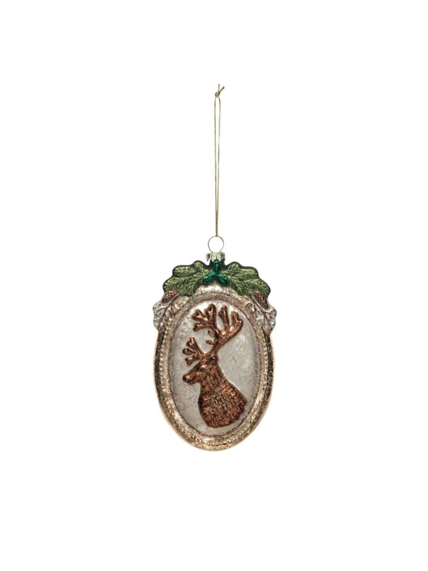 Glass Ornament w/ Deer Silhouette