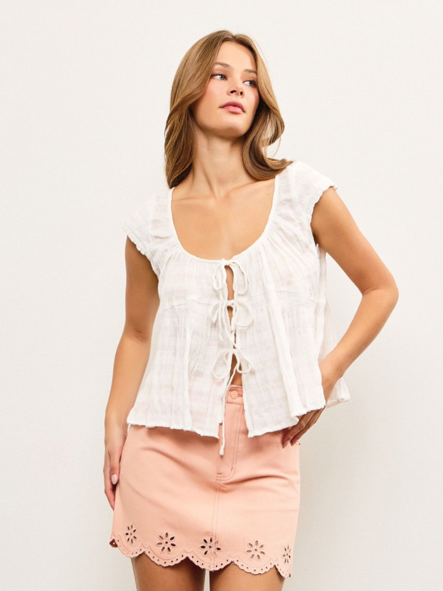 Veronica Scoop Neck Smocked Top