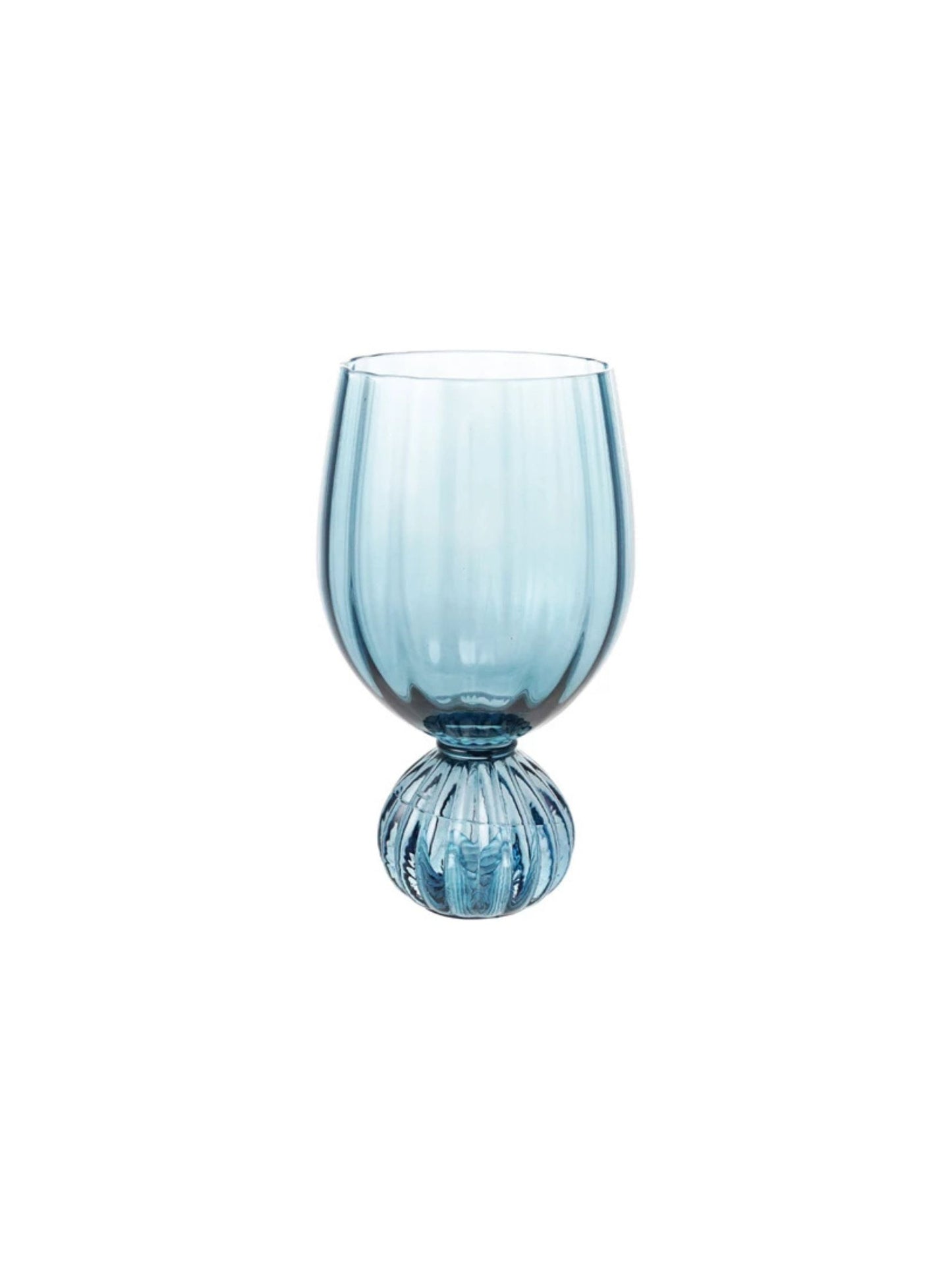 14 oz. Pleated Footed Wine Glass, Blue