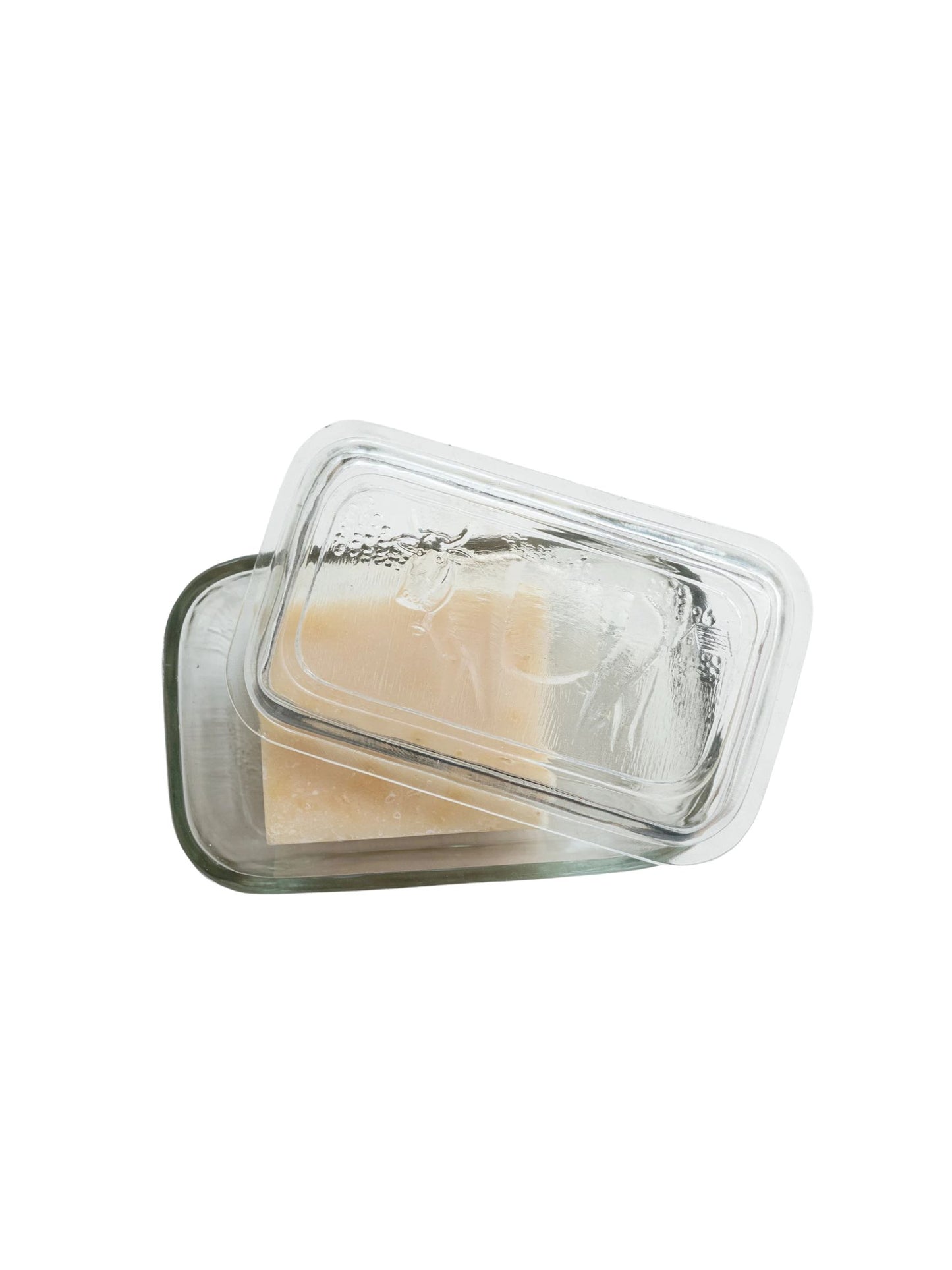 Pressed Glass Butter Dish w/ Cow