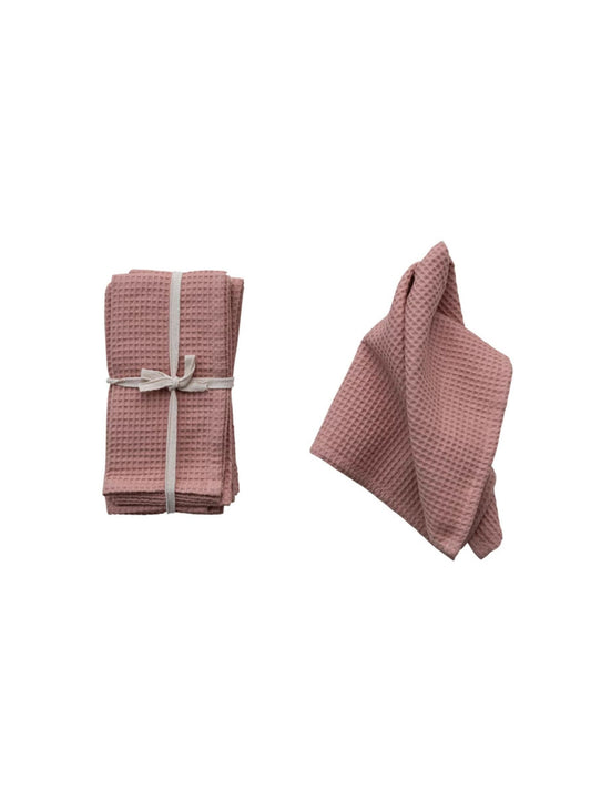 Blush Square Woven Linen & Cotton Waffle Napkins