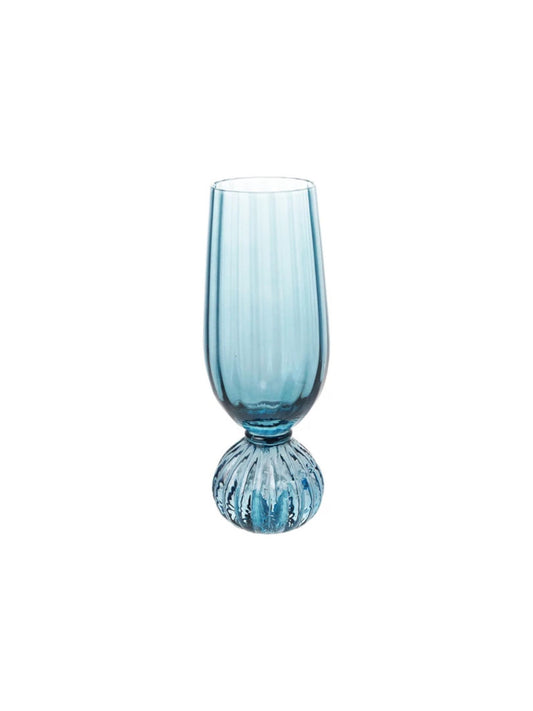 8 oz. Pleated Footed Champagne Glass, Blue