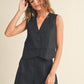 Linen Tuxedo Vest - Black