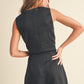 Linen Tuxedo Vest - Black