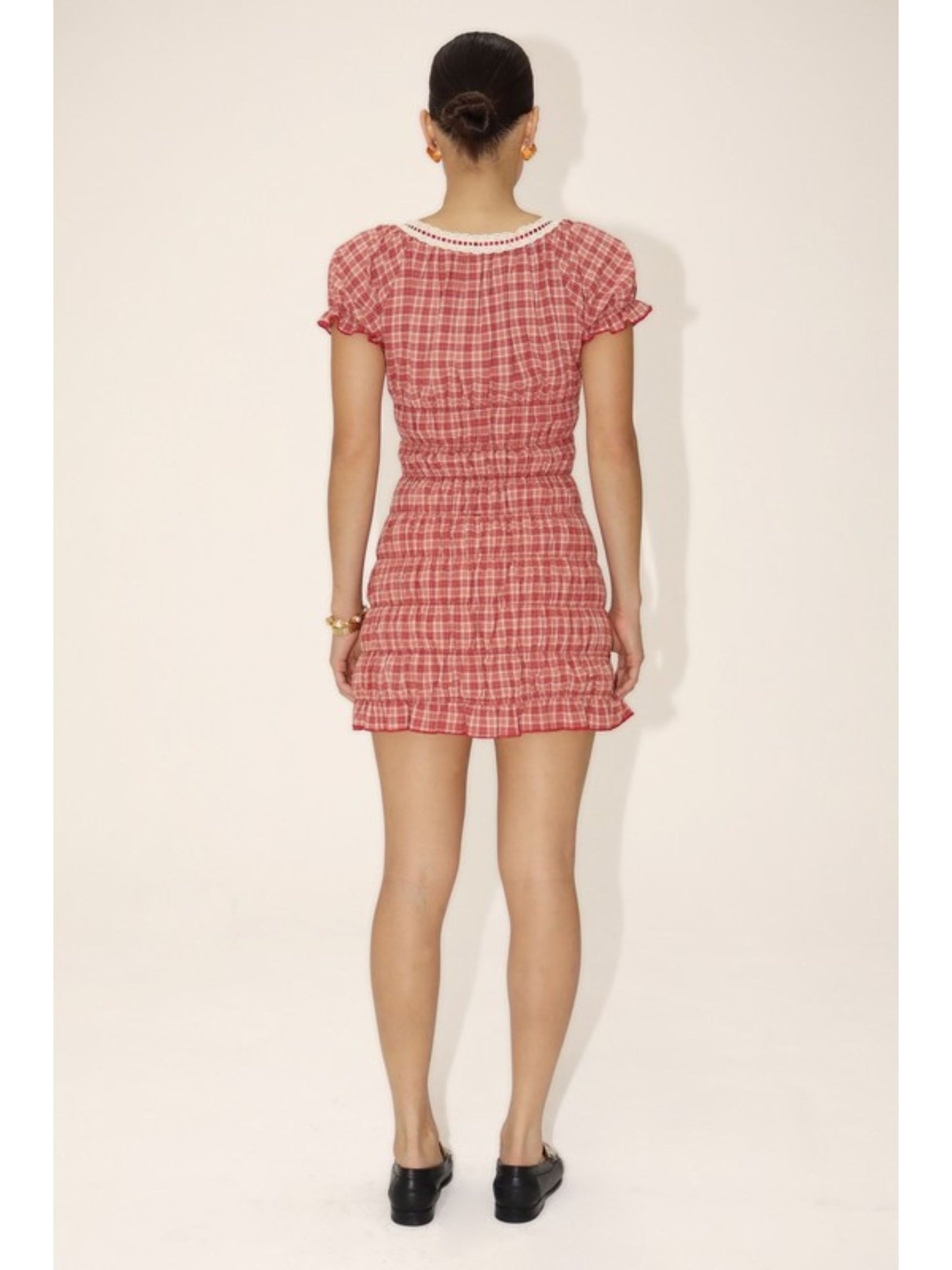 Garnet Plaid Gingham Mini Dress