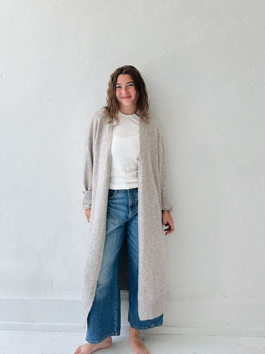 Heather Grey Long Cardigan