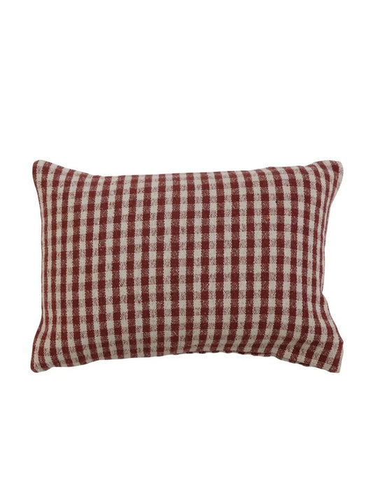 Gingham Woven Cotton Lumbar Pillow