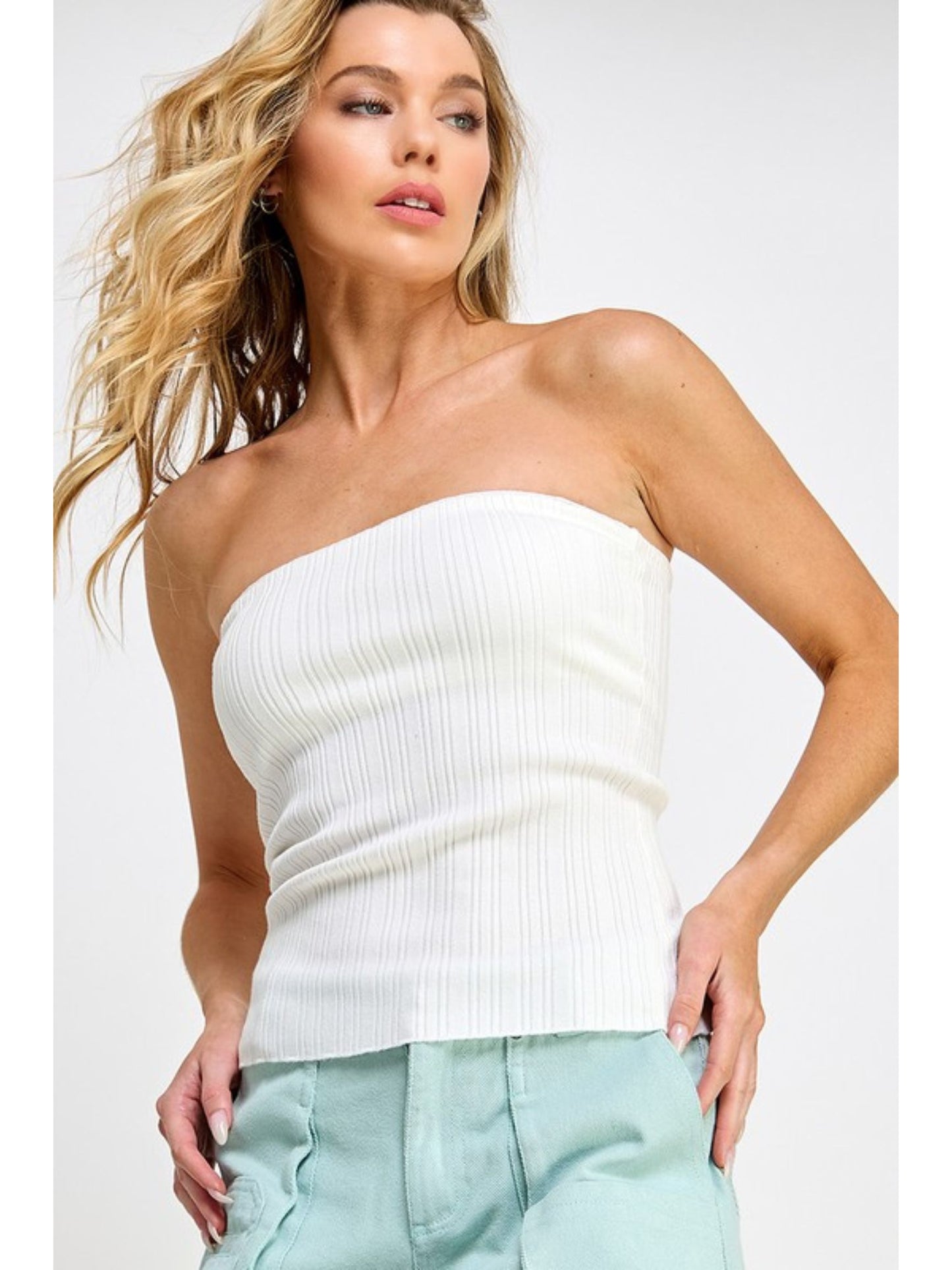 Ribbed Sweater Tube Top