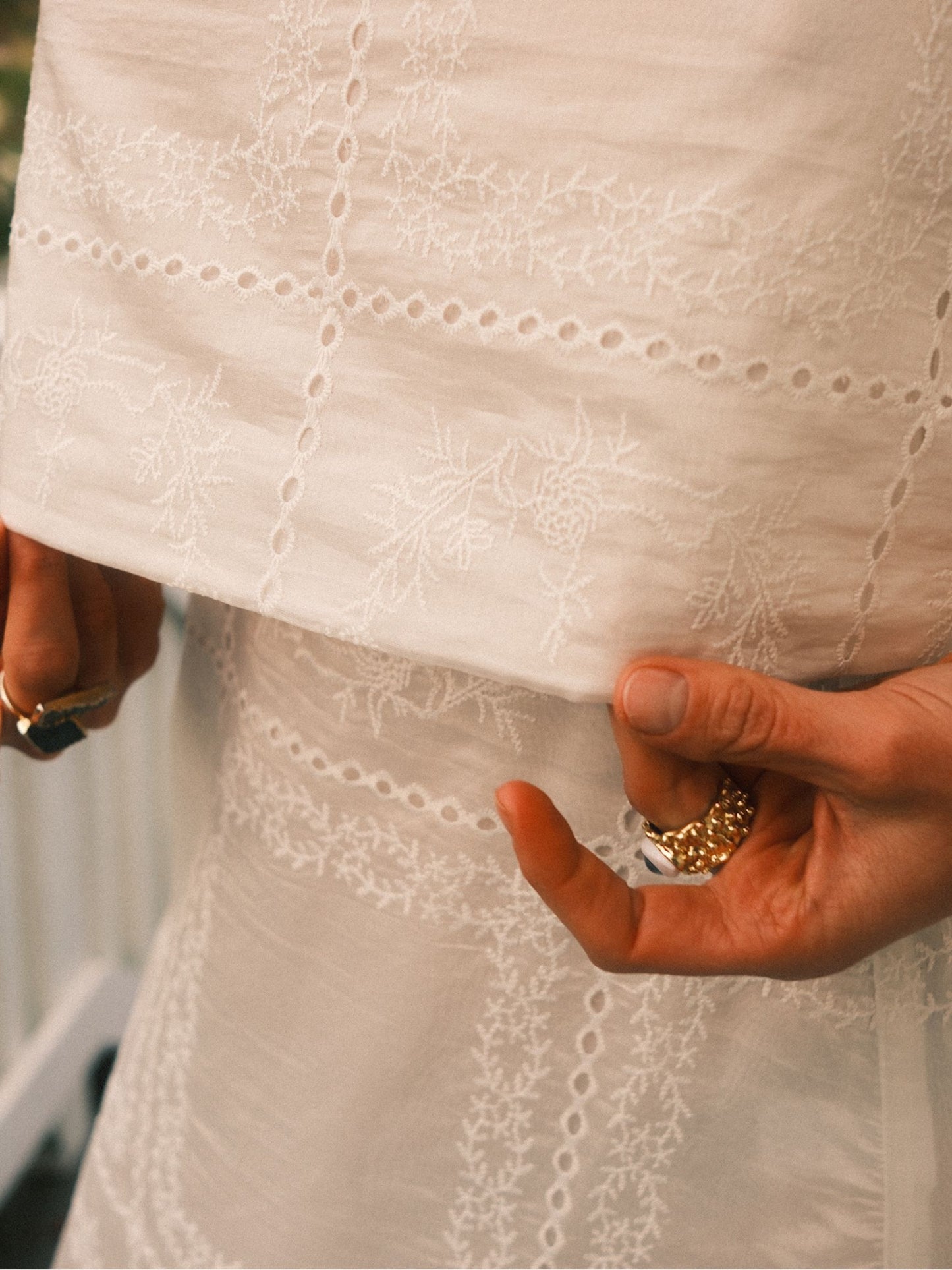 Harbor Eyelet Midi Skirt