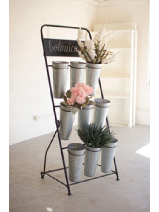 Flower Rack With Nine Galvanized Buckets (PICK UP ONLY)
