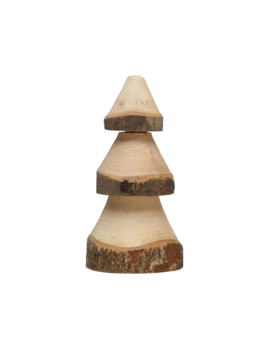 3" Round x 6-1/2"H Hand-Carved Wood Tree
